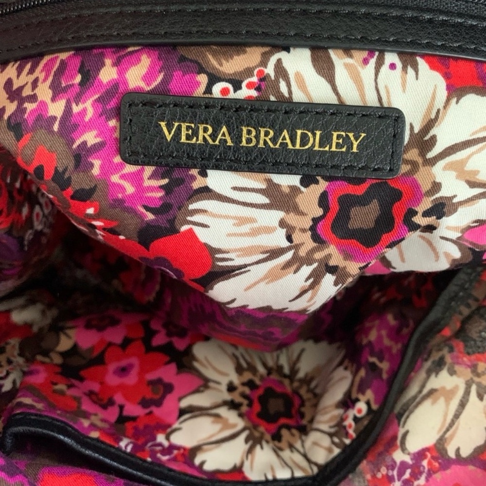 Vera Bradley Black Quilted Leather Tote with Gold Hardware - Picture 3 of 12